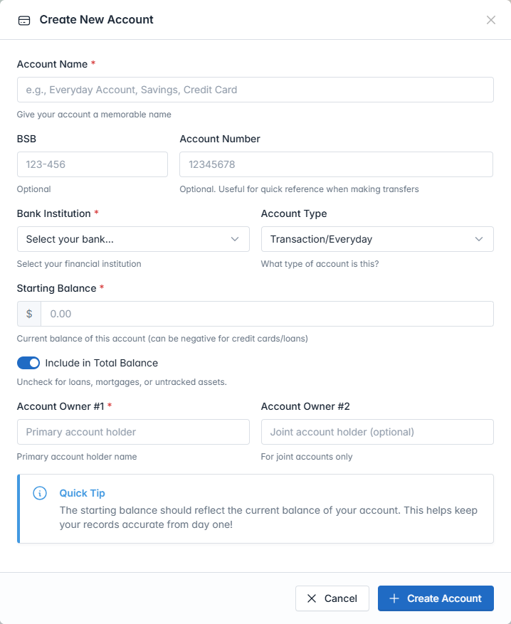 Create New Account